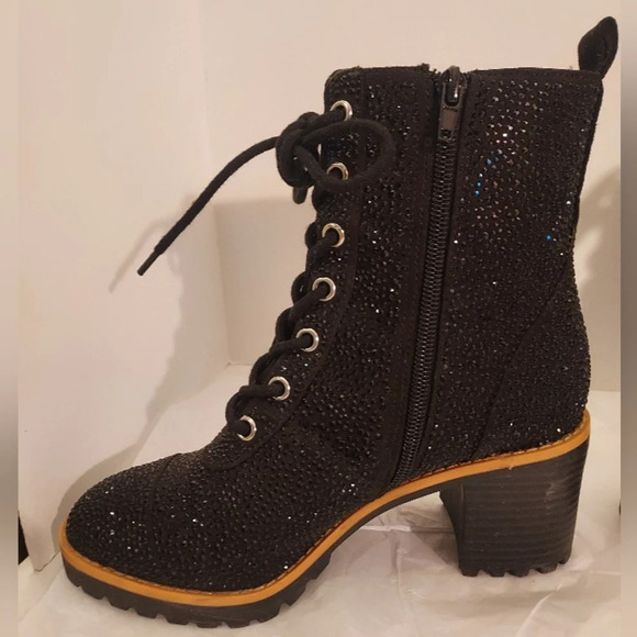 INC Samira 2 Black Rhinestone Almond Toe Mid-Calf Boots in Size 5.5 M - Picture 5 of 10
